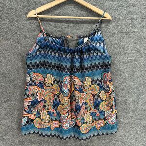 Candy Rose Top Women M Medium Blue Paisley Sleeveless Spaghetti Strap Casual